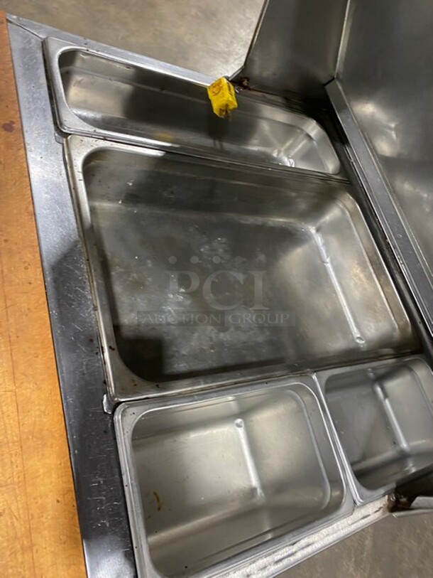 GZG Commercial Refrigerated Sandwich Prep Table! With Chop Block Cutting Board! With Single Door Storage Space! All Stainless Steel! On Casters! - Image 7 of 9