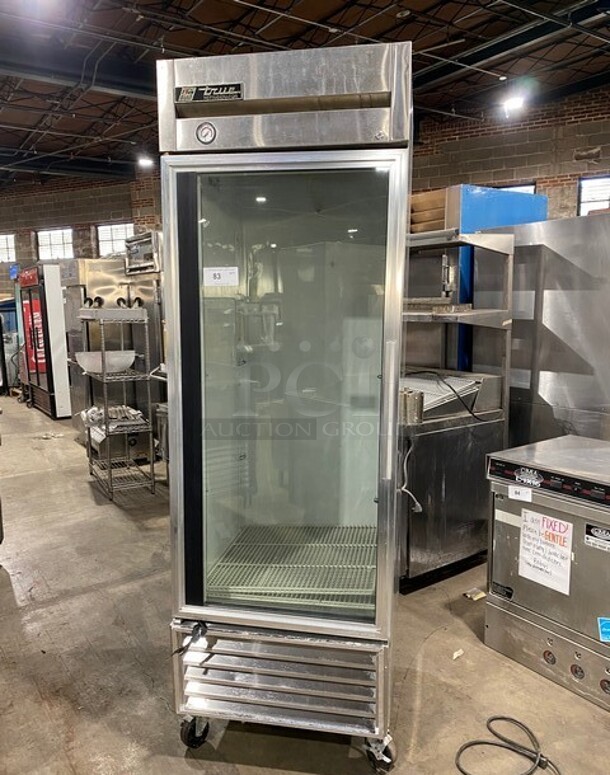 NICE! True Commercial Single Door Reach In Refrigerator Merchandiser! With Poly Coated Racks! All Stainless Steel Body! Model T23G SN:14196578 115V 1PH