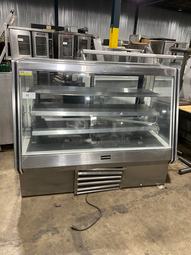 2012 Cool Tech Commercial Dry Bakery Case Merchandiser! With Slanted Front Glass! With Stainless Steel Shelves! With Rear Access Doors! Stainless Steel Body! Model: CMPH60HB SN: 113906 120V 60HZ