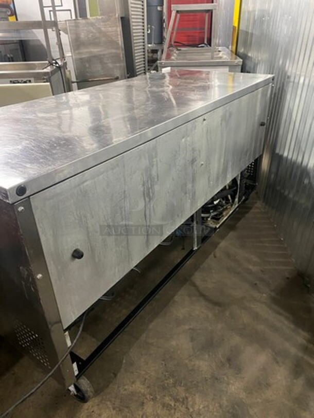 True Commercial Refrigerated 3 Door Lowboy/Prep Top! With Poly Coated Racks! All Stainless Steel! Model TUC72 Serial 7956250! 115V 1Phase! On Casters! - Image 3 of 9
