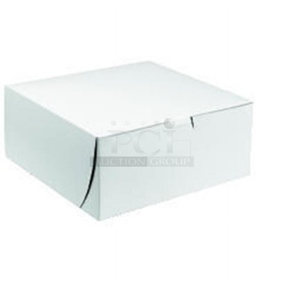 BRAND NEW!! Quality Carton & Converting 6803 CPC 8 x 8 x 4 in. Claycoat Bakery Box Lock Corner- Case of 250 