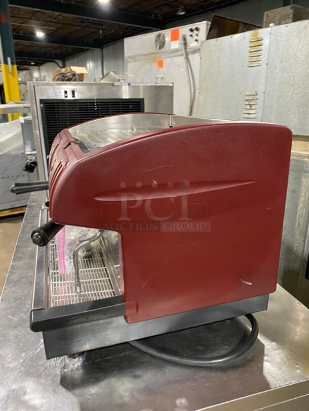 Faema Stainless Steel Commercial Countertop 2 Group Espresso Machine w/ 2 Steam Wands! In Red! - Image 3 of 8