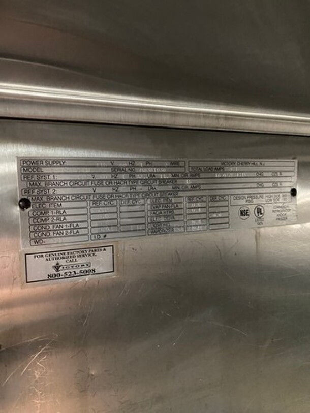 Victory Commercial Single Door Refrigerated Dough Retarder! Can Fit Roll In Rack! All Stainless Steel! On Legs! RACK NOT INCLUDED! Model: RS1DS7EW SN: B0381930 115V 60HZ 1 Phase - Image 7 of 9