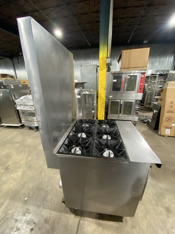 Southbend Heavy Duty Commercial Natural Gas Powered 6 Burner Stove! With Raised Back Splash! With Oven Underneath! All Stainless Steel! On Casters! Model: P32D-BBB SN: 05M09248! Working When Removed!  - Image 4 of 12