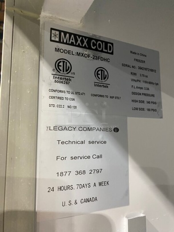COOL! Maxx Cold Commercial Single Door Reach In Freezer! With Poly Coated Racks! All Stainless Steel! On Casters! Model: MXDF23FDHC SN: 3542107210012 115V 60HZ 1 Phase - Image 8 of 10
