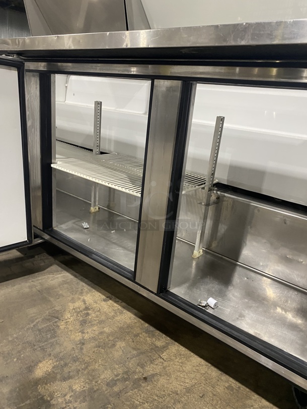True Commercial Refrigerated Mega Top Sandwich Prep Table! With 3 Door Refrigerated Storage Space Underneath! All Stainless Steel! On Casters! Model TSSU-72-18 Serial 1-4477571! 115V 1 Phase! - Image 6 of 9