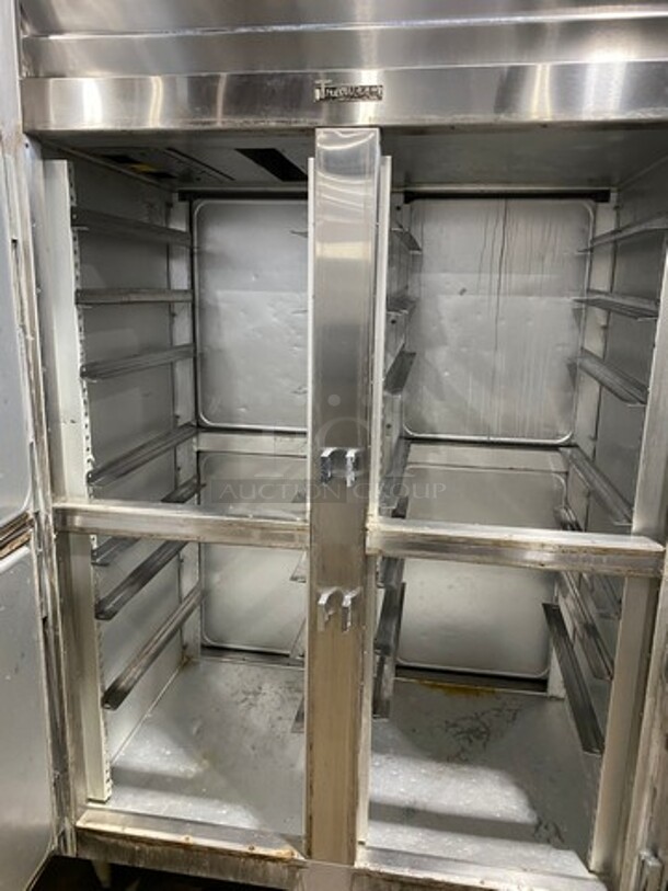 COOL! Traulsen Commercial Split Doors Reach In Refrigerator! With Racks! All Stainless Steel! On Legs! Model: G2P0000 SN: T544250A97 115V 60HZ 1 Phase - Image 4 of 8