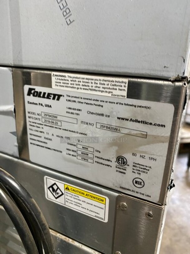 LATE MODEL! 2019 Follett Commercial Ice And Water Dispenser! All Stainless Steel! On Legs! MISSING FRONT COVER! Symphony Series Model: 25FB425W 115V 60HZ 1 Phase - Image 5 of 10