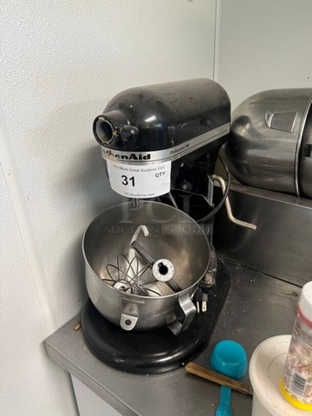 Kitchen Aid Countertop Planetary Mixer! With Mixing Bowl! With Whisk, Hook And Paddle Attachments! WORKING WHEN REMOVED! Model: PROFESSIONALHD - Image 1 of 5