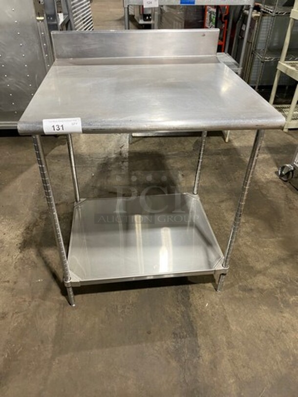 Commercial Worktop/ Prep Top Table! With Back Splash! With Storage Area Underneath! Solid Stainless Steel! On Legs! - Image 1 of 8