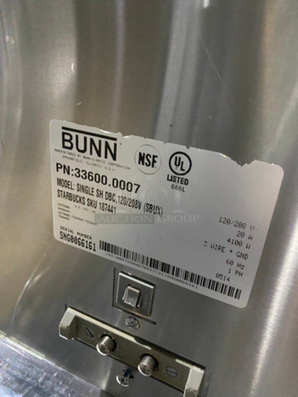 Bunn Commercial Countertop Coffee Brewing Machine! With Hot Water Dispenser! All Stainless Steel! Model: SINGLESHDBC SN: SNG0066161 120/208V 60HZ 1 Phase - Image 7 of 7