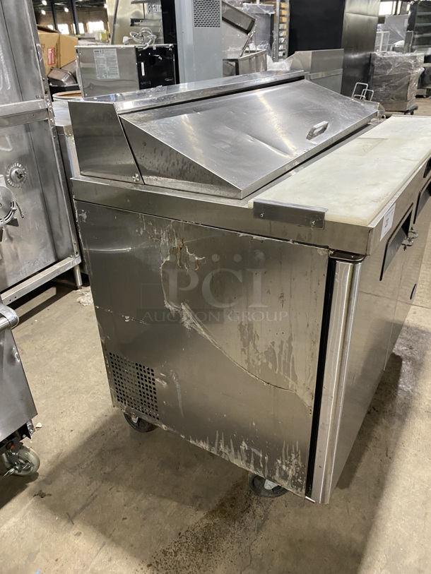 Atosa Commercial Refrigerated Mega Top Sandwich Prep Table! With Commercial Cutting Board! With 2 Door Storage Space Underneath! All Stainless Steel! On Casters! MODEL: MSF8302 SN: MSF8302AUS100317022300C40028 115V 1PH!  - Image 2 of 9