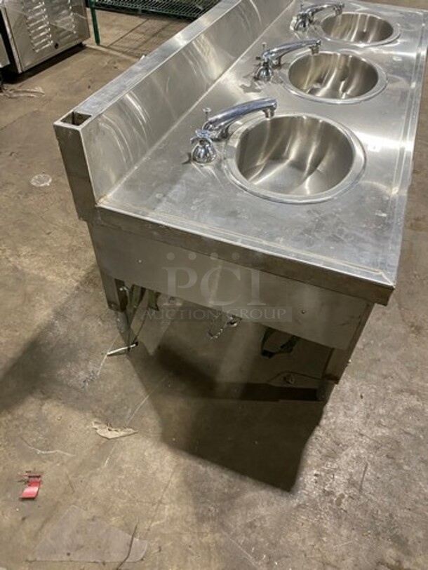 Outdoor Portable 3 Compartment Sink! With Back Splash! All Stainless Steel! - Image 3 of 7