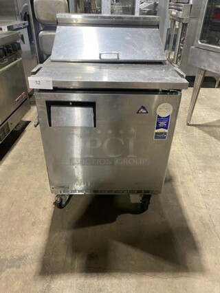 Everest EPBNR1 Stainless Steel Commercial Sandwich Salad Prep Table Bain Marie! On Commercial Casters! MODEL EPBNR1 SN: BPBNR115090032 115 Volts, 1 Phase.