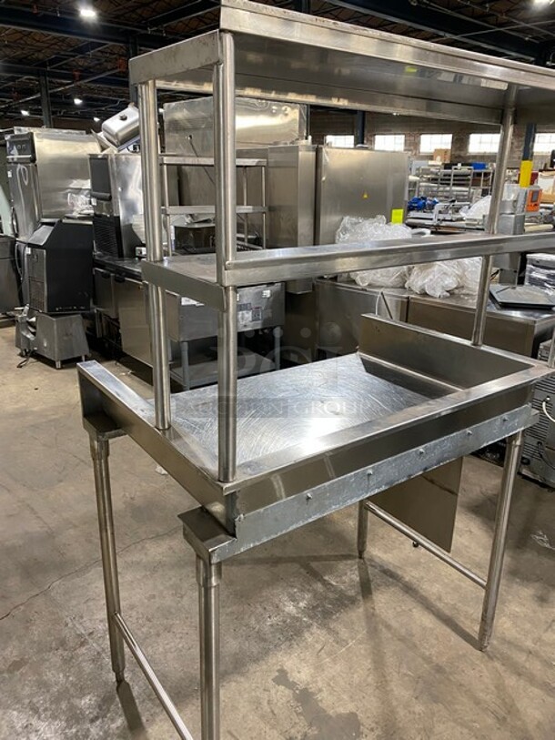 Stainless Steel Worktable With Back Splash And With Double Overhead Shelf! - Image 4 of 7