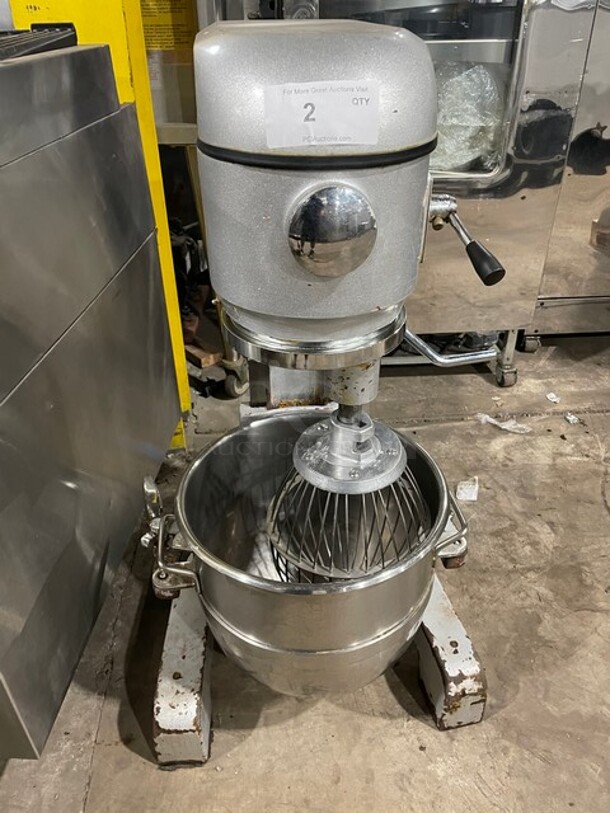 30 Quart Commercial Floor Style Planetary Mixer! With Stainless Steel Wire Whisk & Aluminum Flat Beater Attachment! With Stainless Steel Mixing Bowl! 110/220V 1 Phase! - Image 1 of 10