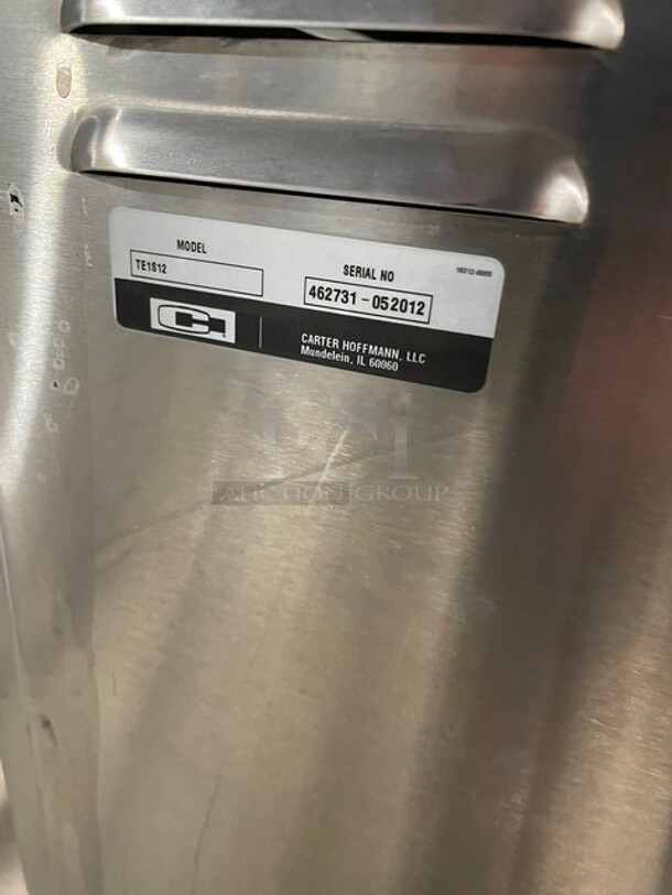 Carter-Hoffmann Commercial Single Door Meal/Tray Transport Cart! With Built In Pan Racks! All Stainless Steel! On Casters! Model: TE1S12 SN: 462731-052012! - Image 6 of 6