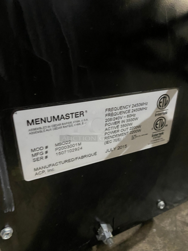 2015 Menumaster Commercial Countertop Microwave Oven! All Stainless Steel! Model: MSO22 SN: 1507102924 208/240V 60HZ - Image 9 of 10