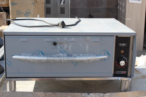 BRAND NEW SCRATCH & DENT! ServIt WDSFS-1 Single Freestanding Drawer Warmer - 450W, 120V. S/N: 202405-00861 Out of Original Packaging. Cosmetic Damage. Dented and legs bent on right front and back corners.  - Image 7 of 9