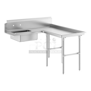 BRAND NEW SCRATCH AND DENT! Regency 600DDTI60R Stainless Steel Commercial  5' 16-Gauge Stainless Steel Soiled L-Shape Dishtable - Right Island. No Legs.