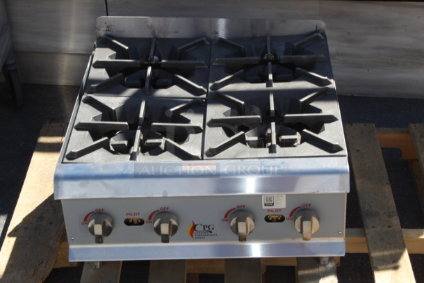 BRAND NEW SCRATCH & DENT! Cooking Performance Group R-CPG-24-NL 4 Burner Gas Countertop Range / Hot Plate - 88,000 BTU. S/N: 2404002579 Dented. Back weld is broken. 	 - Image 2 of 8