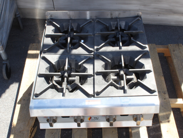 BRAND NEW SCRATCH & DENT! Cooking Performance Group R-CPG-24-NL 4 Burner Gas Countertop Range / Hot Plate - 88,000 BTU. S/N: 2404002579 Dented. Back weld is broken. 	 - Image 3 of 8