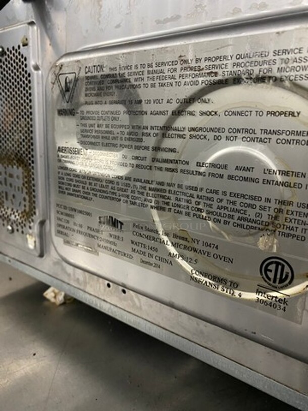 Summit Commercial Countertop Microwave Oven! All Stainless Steel! Model: SCM1000SS 120V - Image 5 of 8