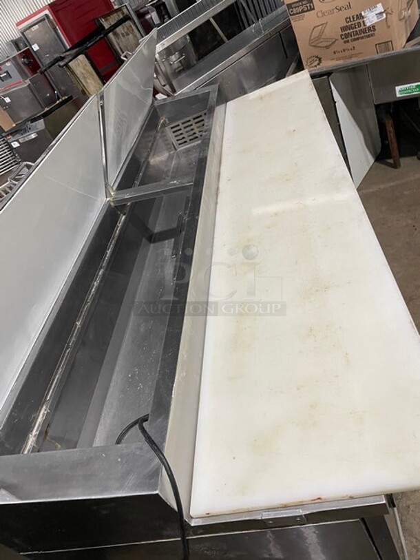 Avantco Commercial Refrigerated Mega Top Pizza Prep Table! With 3 Door Cooler Underneath! All Stainless Steel! With Poly Coated Racks! With Full Sized Cutting Board! On Casters! 115V! Model: 178PICL3HC! Working When Removed! - Image 8 of 10