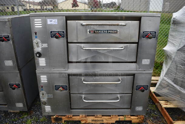 2 Bakers Pride GS805 Stainless Steel Commercial Natural Gas Powered Single Deck Pizza Oven. 54x44x51. 2 Times Your Bid!