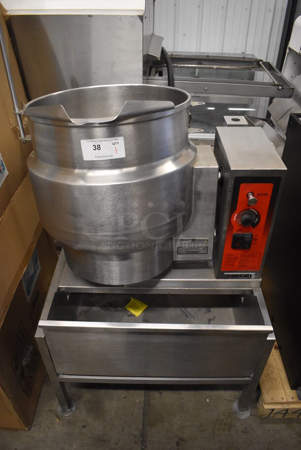 2012 Vulcan Hart Stainless Steel Commercial Countertop Electric Powered Tilting Kettle on Stand. 30x26x57