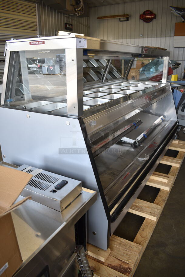 BRAND NEW SCRATCH AND DENT! Custom Deli's Inc ILW8CBSS Metal Commercial Floor Style Warming Display Case Merchandiser. 120/208 Volts, 3 Phase.  - Image 2 of 11