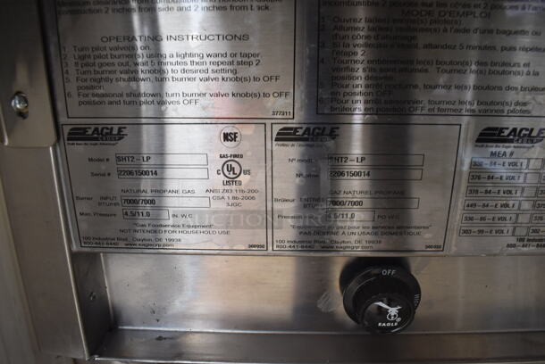 BRAND NEW SCRATCH AND DENT! 2022 Eagle SHT2-LP Stainless Steel Commercial 2 Well Gas Powered Steam Table w/ Cutting Board and Under Shelf. 33x31x34.5. Tested and Working! - Image 4 of 7