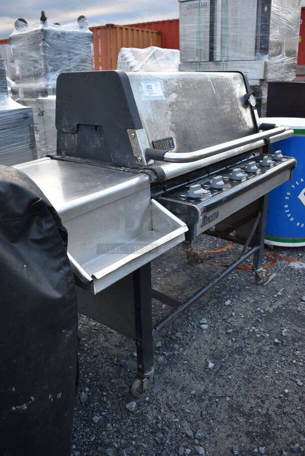 Weber Summit Metal Outdoor Propane Gas Powered Grill w/ Right Side Single Burner Range on Commercial Casters. 78x29x48 - Image 5 of 12