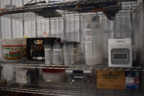 ALL ONE MONEY! Tier Lot of Various Items Including Clear Poly Bins and Syrups - Image 2 of 12
