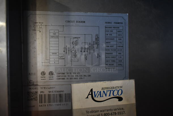 Avantco 178SS2RHC Stainless Steel Commercial 2 Door Reach In Cooler w/ Poly Coated Racks on Commercial Casters. 115 Volts, 1 Phase. Tested and Working!
 - Image 7 of 9