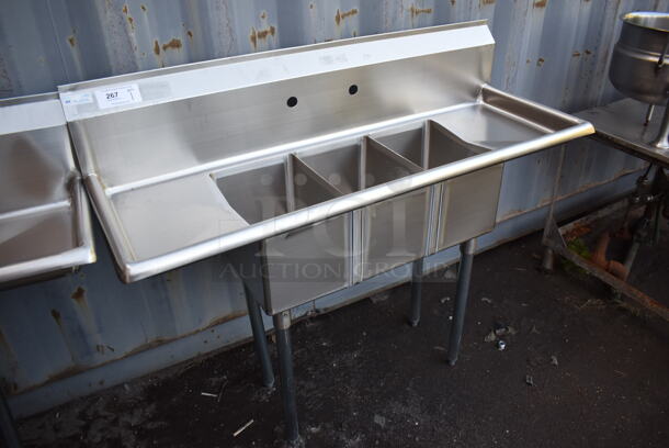 BRAND NEW SCRATCH AND DENT! KoolMore SC101410-1283 Stainless Steel Commercial 3 Bay Sink w/ Dual Drain Boards. 54x20x45. Bays 10x14x10 - Image 2 of 6