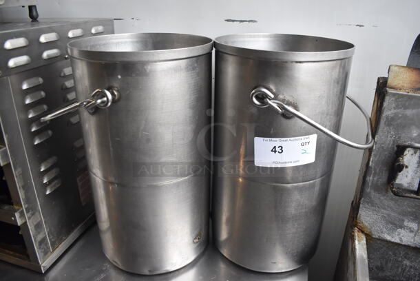 2 Tall Metal Pails With Handles. 2 Times Your Bid! 