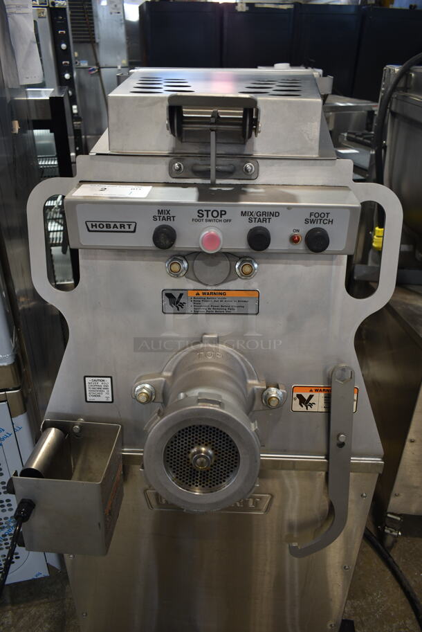 2019 Hobart MG2032 Metal Commercial Floor Style Electric Powered Meat Grinder w/ Foot Pedal on Commercial Casters. 208 Volts, 3 Phase. - Image 2 of 6