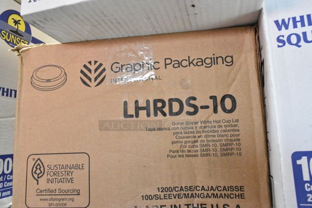 6 BRAND NEW Boxes Including Paper Hot Cups 10 oz, LHRDS-10 Graphic Lids, SKYF3036HB 20-30 Gallon Bags, Eco Java Jacket, Paper Hot Cups 8 oz, HCR-242406C Clear Bags. 6 Times Your Bid!  - Image 4 of 8