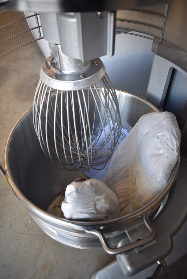 BRAND NEW SCRATCH AND DENT! Hobart Legacy HL600 Metal Commercial Floor Style 60 Quart Planetary Dough Mixer w/ Stainless Steel Mixing Bowl, Bowl Guard, Whisk, Dough Hook and Paddle Attachments. 200-240 Volts, 1/3 Phase. 28x40x64 - Image 10 of 12