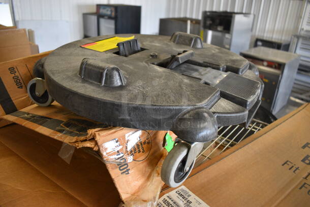 BRAND NEW IN BOX! Rubbermaid Black Poly Trash Can Dolly on Commercial Casters. 20x21x6 - Image 2 of 6