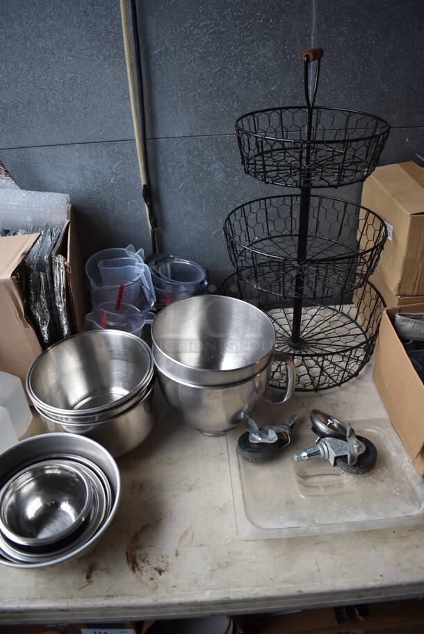 ALL ONE MONEY! Tabletop Lot of Various Items Including Wire Rack, Metal Bowls and Hand Sanitizer - Image 3 of 4