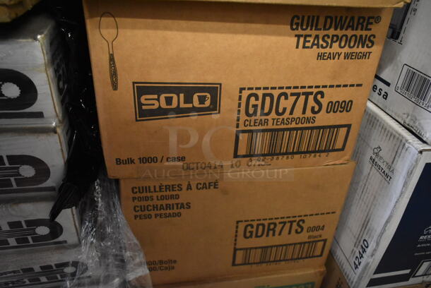 PALLET LOT of 55 BRAND NEW! Boxes Including Almond Heavy Weight Poly Knives, 52101 Micro Twin Bath Tissue Dispenser, Solo Cups, Libbey 5203 11 oz Glass Mugs, Arcoroc Syrup Pourers, Arcoroc Glasses, Solo Teaspoons, Karat Poly Spoons. 55 Times Your Bid! - Image 10 of 12