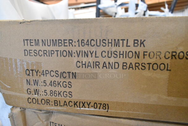 12 BRAND NEW SCRATCH AND DENT! Lancaster Table & Seating 164CCROSSFR Black Metal Cross Back Dining Height Chair w/ 12 Cushions. 12 Times Your Bid!  - Image 3 of 9