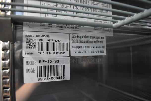 BRAND NEW SCRATCH AND DENT! KoolMore Model RIF-2D-SS Stainless Steel Commercial 2 Door Reach In Freezer w/ Poly Coated Racks and Keys on Commercial Casters. 115 Volts, 1 Phase. 53x33x82. Tested and Working! - Image 4 of 9