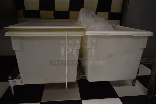 Chrome Finish Wire Dunnage Rack w/ 2 White Poly Bins. (kitchen) - Image 4 of 7