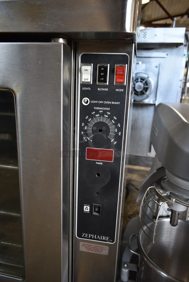 2 Blodgett Zephaire-200-G Stainless Steel Commercial Natural Gas Powered Full Size Convection Ovens w/ View Through Doors, Metal Oven Racks and Thermostatic Controls on Commercial Casters. 60,000 BTU. 2 Times Your Bid! - Image 6 of 9