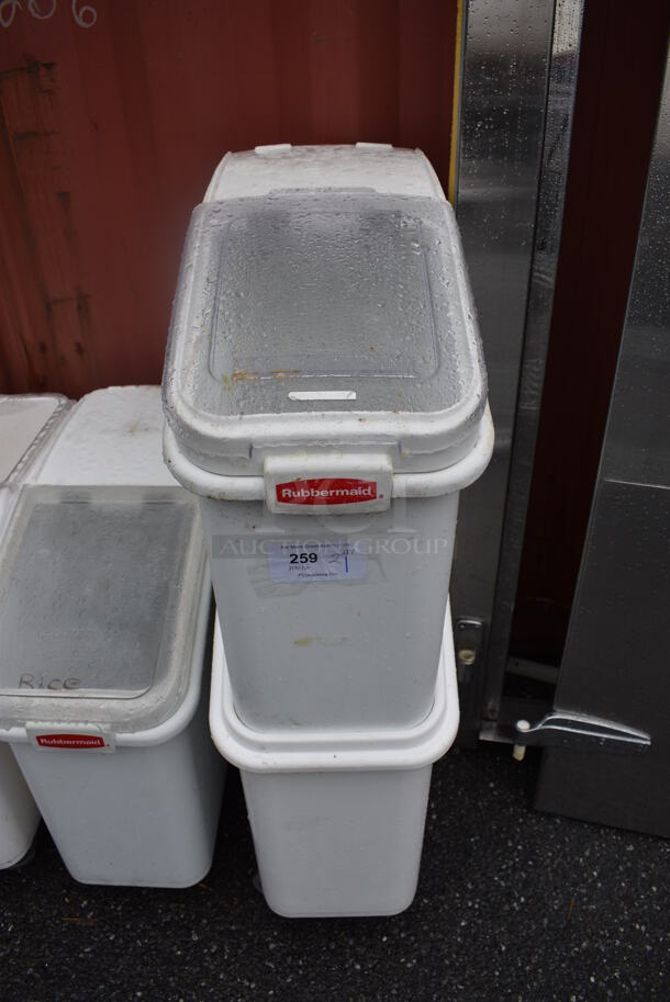 2 White Poly Ingredient Bin on Commercial Casters. 13x28x28. 2 Times Your Bid!