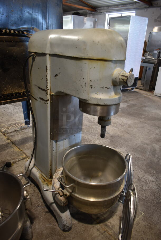 Hobart H-600 Metal Commercial Floor Style 60 Quart Planetary Dough Mixer w/ Stainless Steel Mixing Bowl and 3 Paddle Attachment. 208 Volts, 3 Phase.  - Image 9 of 9