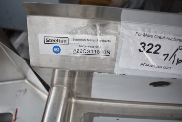 BRAND NEW SCRATCH AND DENT! Steelton 522CS11818N 23 1/2" 18-Gauge Stainless Steel One Compartment Commercial Sink without Drainboard - 18" x 18" x 12" Bowl. No Legs.  - Image 5 of 5